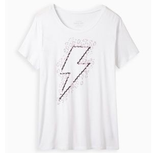 Torrid White Super Soft Leopard Sequin Bolt T-Shirt Top